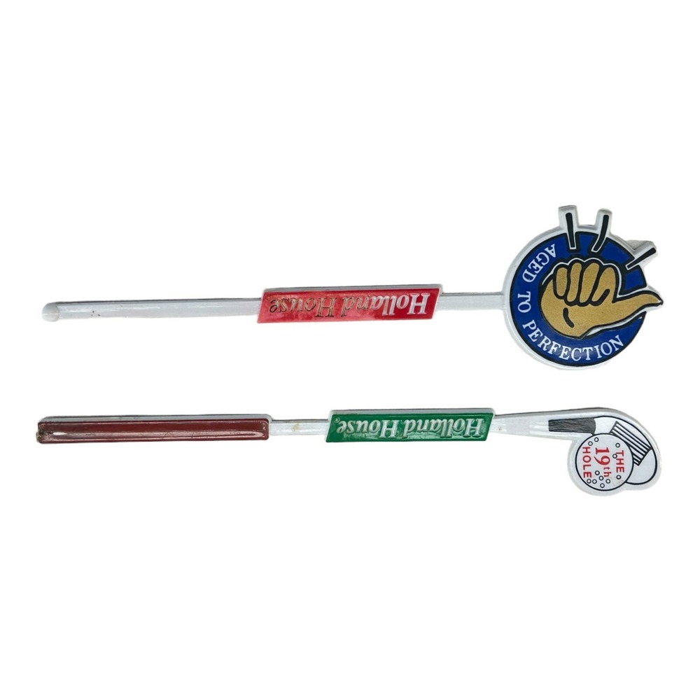 (2) Holland House Stirrer Swizzle Stick Golf Club Birthday Themed Bar Vintage - Picture 2 of 4